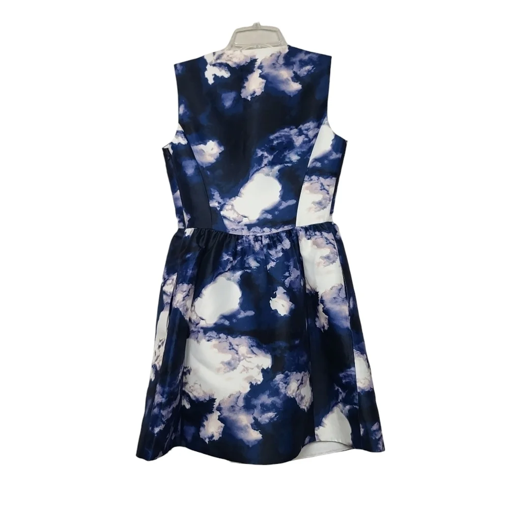 Kate Spade Joss Dusk Cloud Front Zip Sleeveless Blue White Dress 00